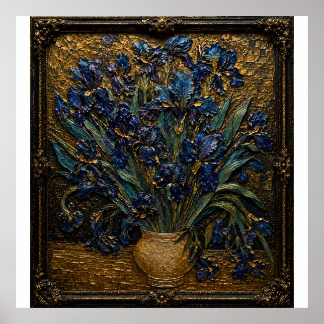 Impresión artística en relieve de Irises de Van Go (Frente)
