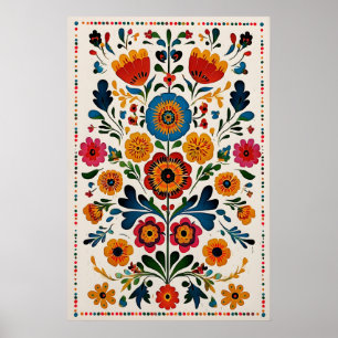 Impresión artística floral mexicana vibrante inspi