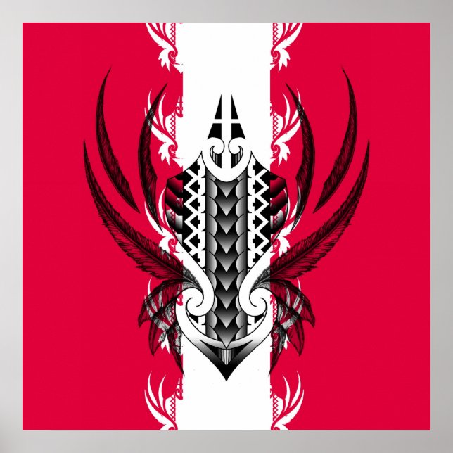 Impresión artística maorí con tatuajes (Frente)