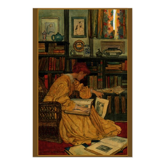 Impresión artística para amantes de libros antiguo (Anverso)