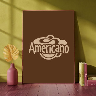 Impresión artística retro de tipografía de café Am