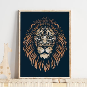 Impresión asiática sobre vida silvestre de leones 