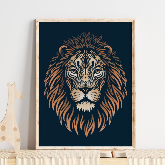 Impresión asiática sobre vida silvestre de leones  (Subido por el creador)