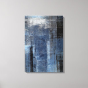 Impresión azul y gris "torpe" de la lona de arte