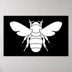 Impresión blanca del arte de la abeja
