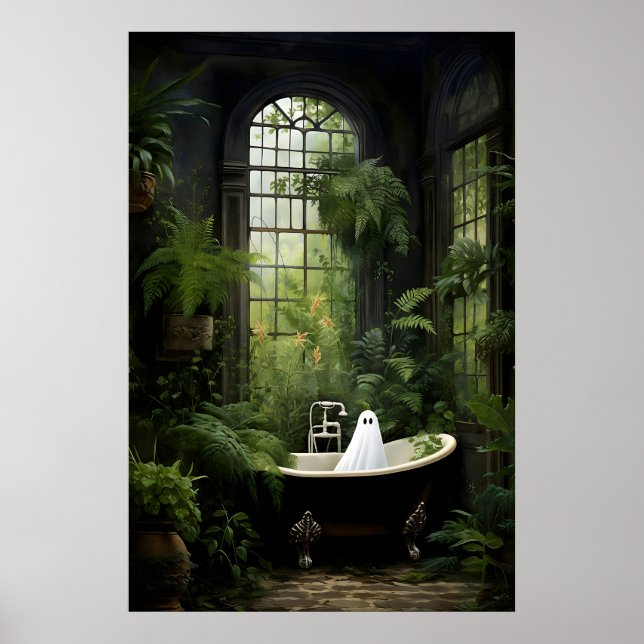 Impresión botánica de fantasma en bañera, Dark Aca (Frente)