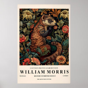 Impresión botánica de hurón estilo William Morris 