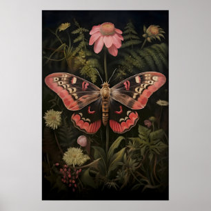 Impresión botánica de polilla rosa, Polilla Rosa D
