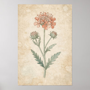Impresión botánica de Scabiosa   Estudio de flor s