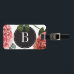 Impresión botánica monográfica | Etiqueta de malet<br><div class="desc">Una etiqueta de papel botánico monograma,  con dibujos de rosas de color rosa. Personalizar esta etiqueta de equipaje con su información personal y monograma. Perfecto para los viajeros.</div>