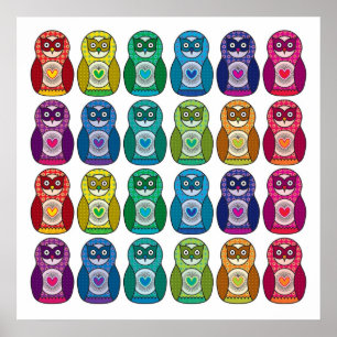 Impresión - Búho arcoiris suave Matryoshka