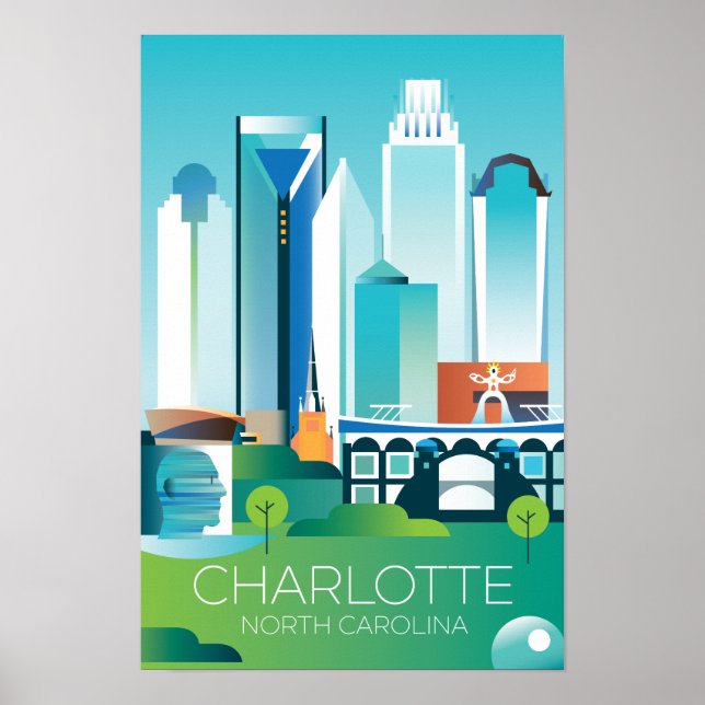 Impresión Charlotte, Carolina del Norte (Frente)