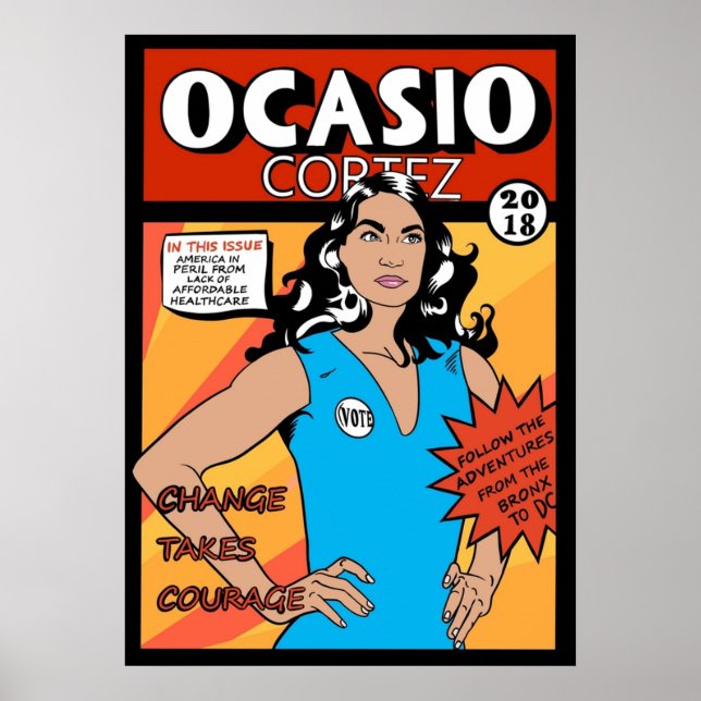 Impresión cómica Alexandria Ocasio Cortez (Frente)