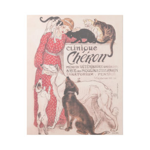 Impresión Con Bastidor Clinique Cheron Vintage Dog Cat Steinlen Poster