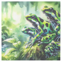 Green and Black Poison Dart Frog - Watercolor