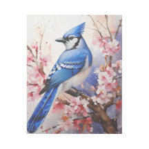 Jay y flores azules