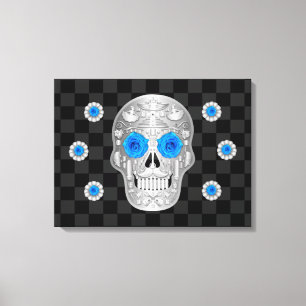 Impresión cromada de tela Calavera (Rosa azul)