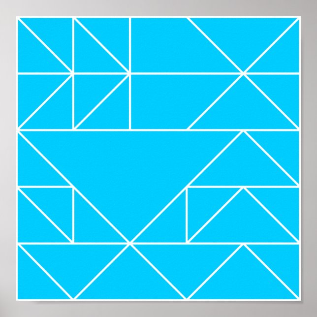 Impresión cuadrada de patrón de triángulos azules (Frente)