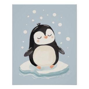 Impresión Cute Pengin, Pared de Nursery, Sala para