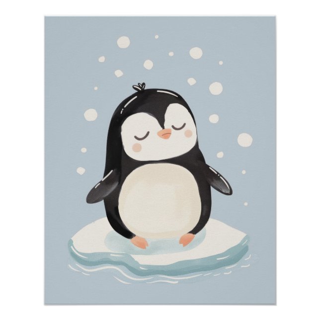 Impresión Cute Pengin, Pared de Nursery, Sala para (Anverso)