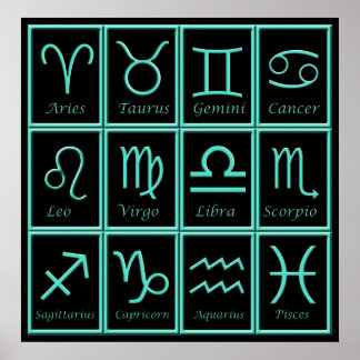 Impresión de 12 Rótulos Zodiac