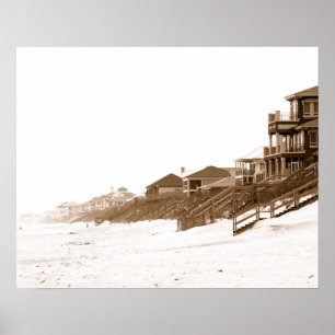 impresión de 16x20 Sephia de la playa de la