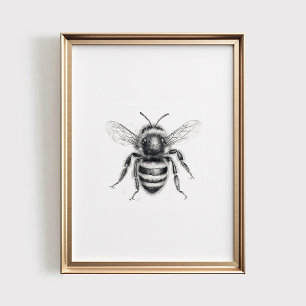 Impresión de Abeja, Arte de Pared IMPRESO, Boceto
