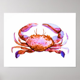 Impresión de acuarela de Crab Rojo