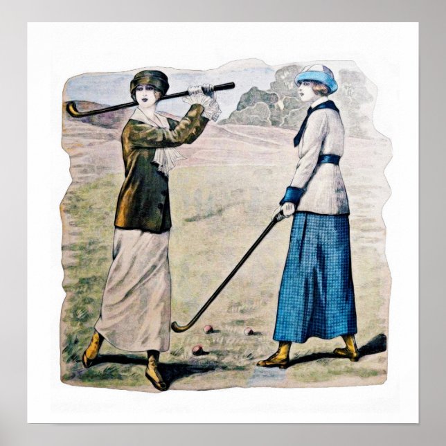 Impresión de acuarela de golf de 1913 (Frente)