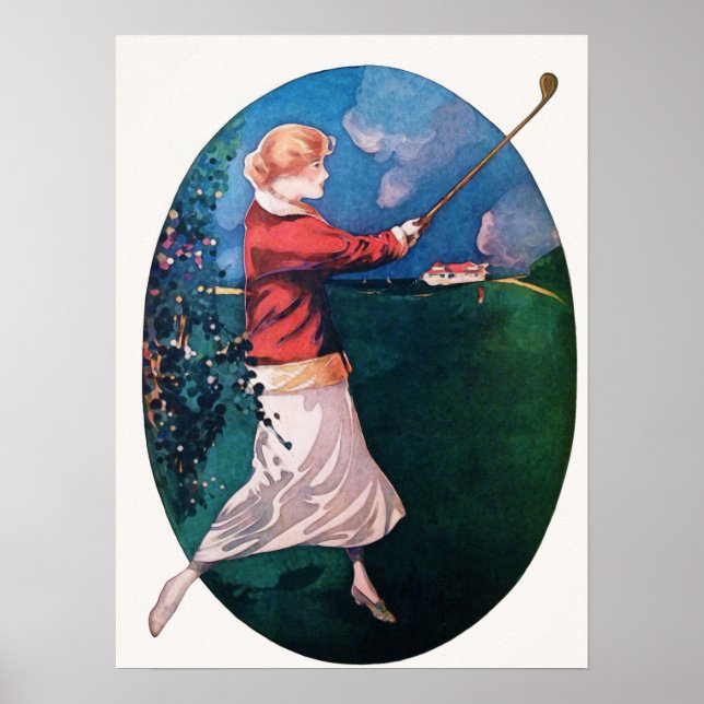 Impresión de acuarela de golf de 1921 (Frente)