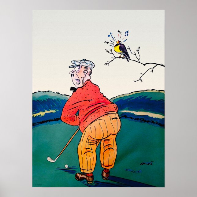 Impresión de acuarela de golf de 1931 (Frente)