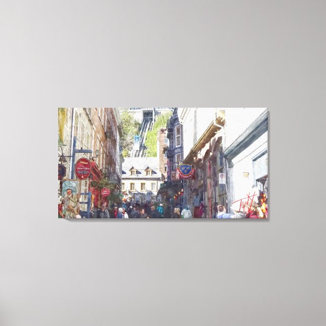 Impresión de acuarela de la ciudad de Quebec #1 (Anverso)