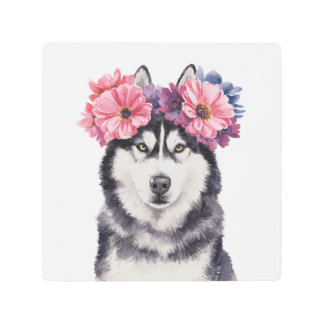 Impresión de acuarela de la flor Husky