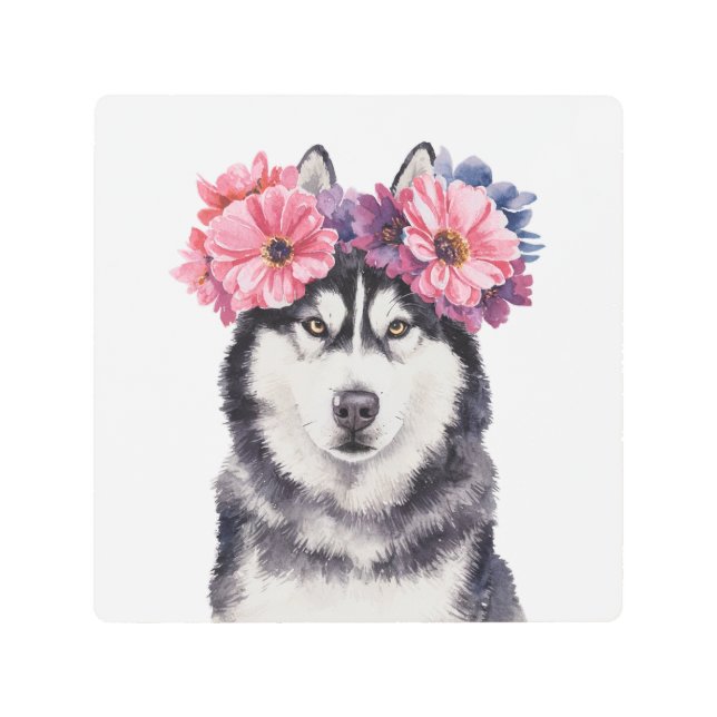 Impresión de acuarela de la flor Husky (Anverso)