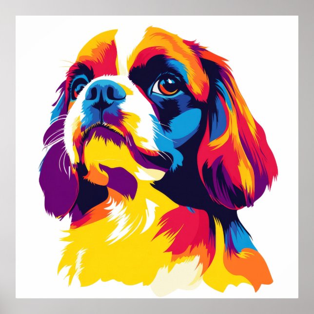 Impresión de acuarela de retrato de Cavalier King  (Frente)