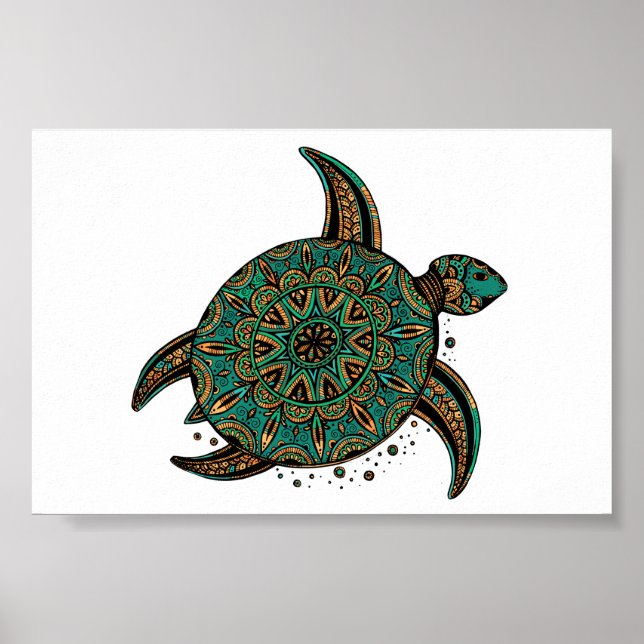 Impresión de acuarela de tortuga pequeña (Frente)