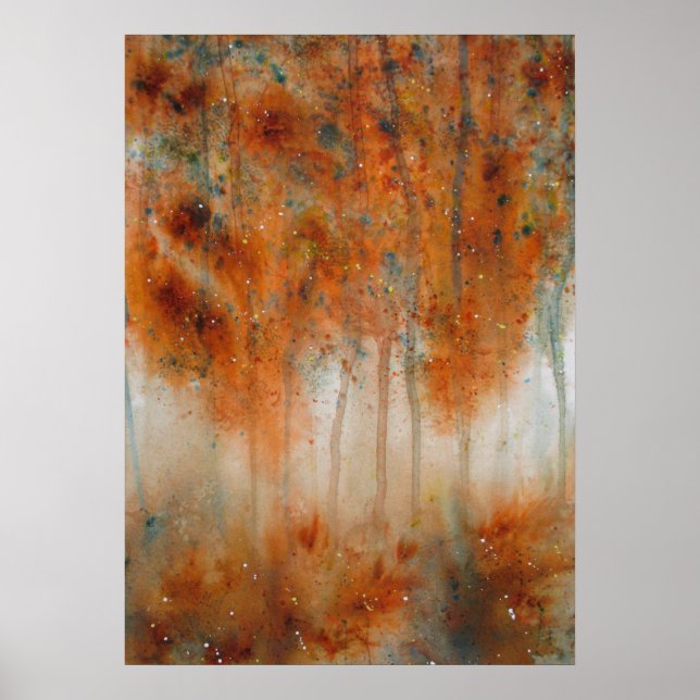 Impresión de acuarela por la mañana del otoño (Frente)