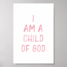 Impresión de acuarela rosa Soy un hijo de Dios