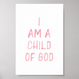 Impresión de acuarela rosa Soy un hijo de Dios