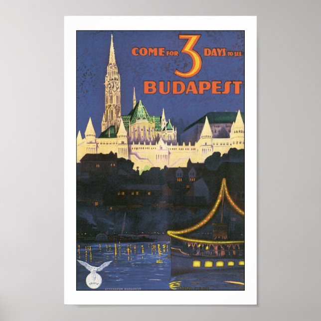Impresión de afiche de viaje de Budapest Hungría v (Frente)