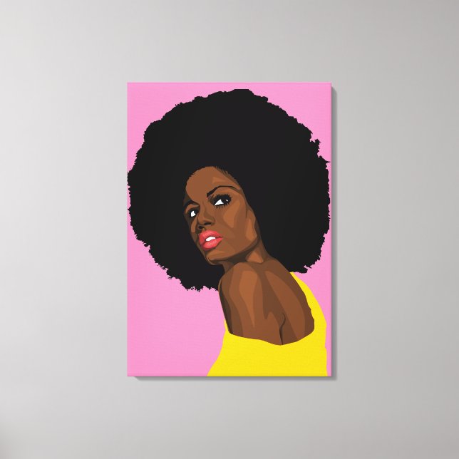 IMPRESIÓN DE AFRO DE DAMA NEGRA DE bonito EN CANVA (Anverso)