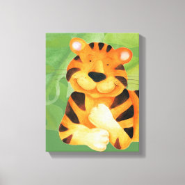Impresión de ajuste de lienzo de tigre feliz