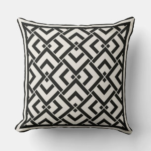 Impresión de almohadas de estilo Art Deco monocrom
