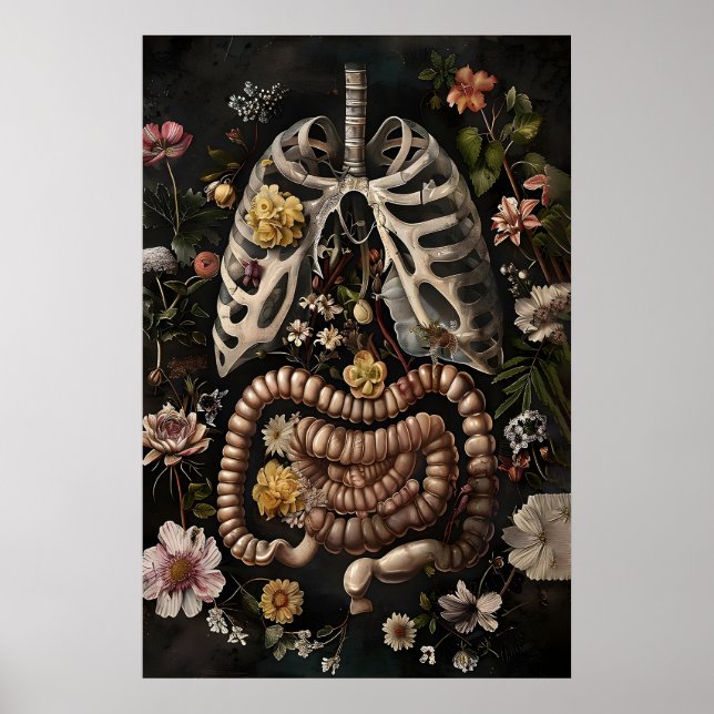 Impresión de Anatomía de Intestino Floral, Gótico  (Frente)