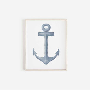 Impresión de anclaje azul de color azul