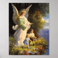 Impresión de ángel de protección de vintage