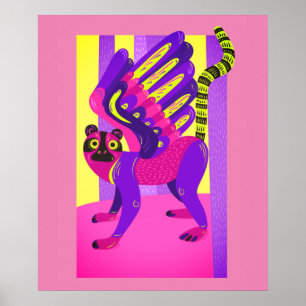 Impresión de animales tribales rosa y amarillo