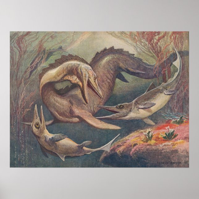 Impresión de antigüedades de Mosasaurus Ichthyosau (Frente)