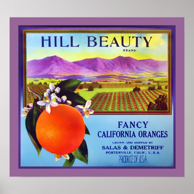 Impresión de anuncio de fruta de Naranjas de Calif (Frente)