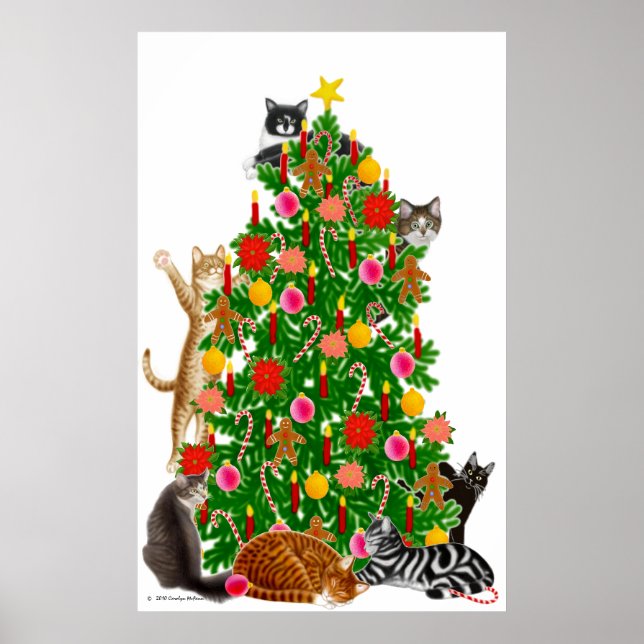 Impresión de árbol de Navidad de Merry Kitty (Frente)